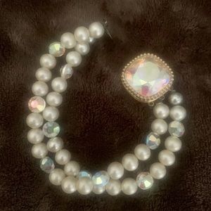 VTG MARVELLA TWO STRAND FAUX PEARL AB RHINESTONE